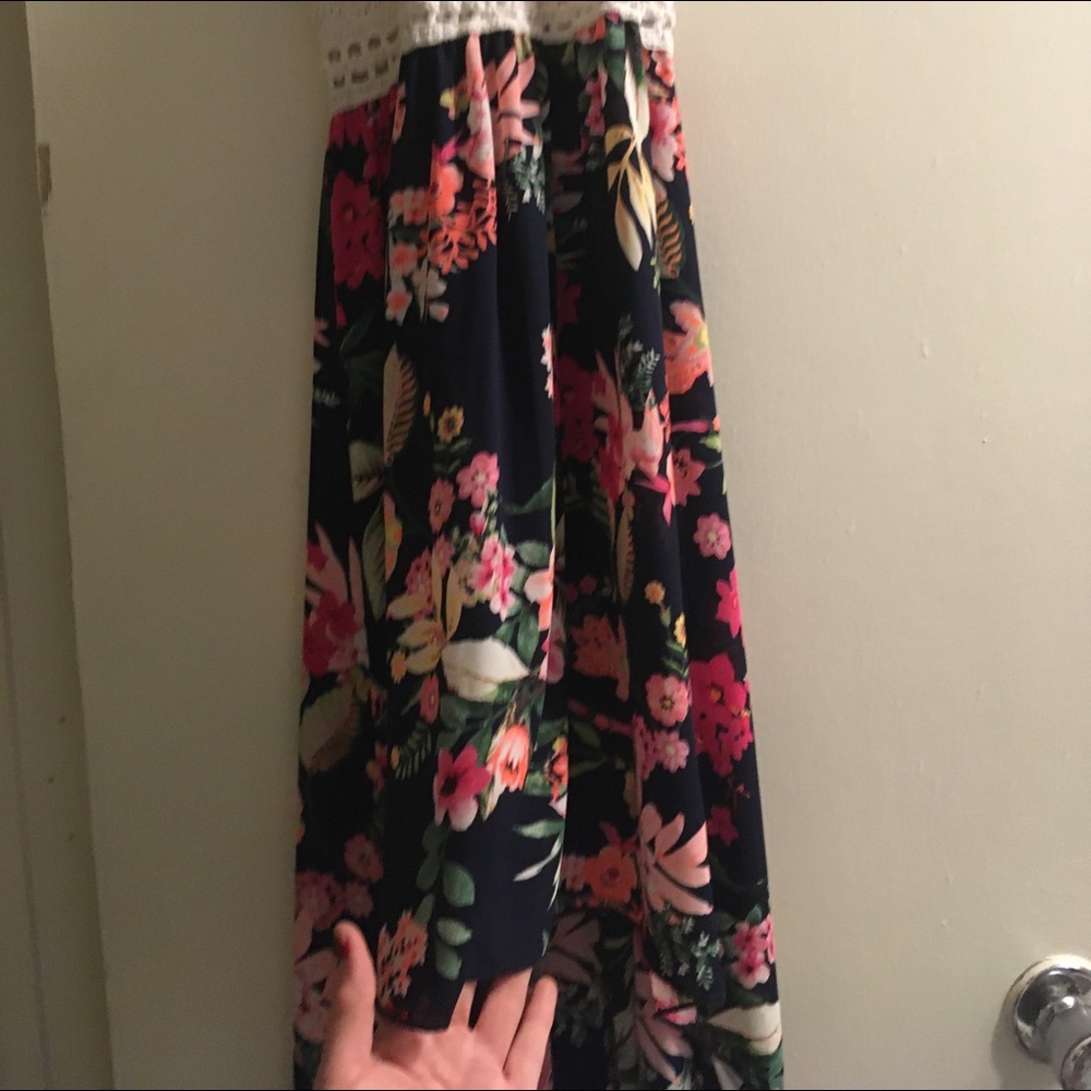 Colorful high low spring dress.